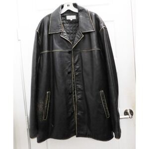 Pelle Studio Leather Brown Distressed Leather Car Coat Men sz XXL